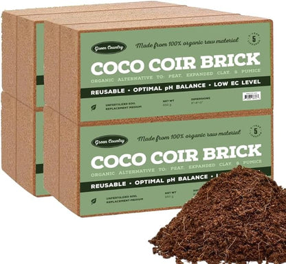 Premium Coco Coir Bricks - 8 Pack | Compressed Coconut Husk Fiber | Potting, Seed Starting, Hydroponics, Soil Amendment | Indoor & Outdoor Plants | Spring Gardening