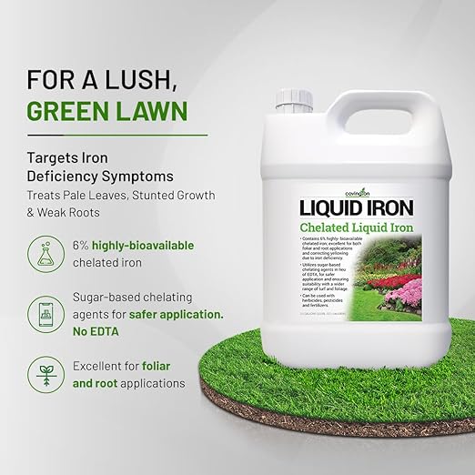 Covington Chelated Liquid Iron Concentrate (2.5 Gallon) Lawn & Garden Liquid Iron & Nitrogen Supplement for Plants, Shrubs & Trees, Treats Deficiency, Discoloration, Stunted Growth & Root Stress