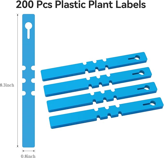 200 Pcs Plant Labels Tags, Plastic Markers Tree Tags for Outdoor, Waterproof Warp Around Hanging Name Tags for Nursery Garden (Blue)