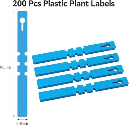 200 Pcs Plant Labels Tags, Plastic Markers Tree Tags for Outdoor, Waterproof Warp Around Hanging Name Tags for Nursery Garden (Blue)