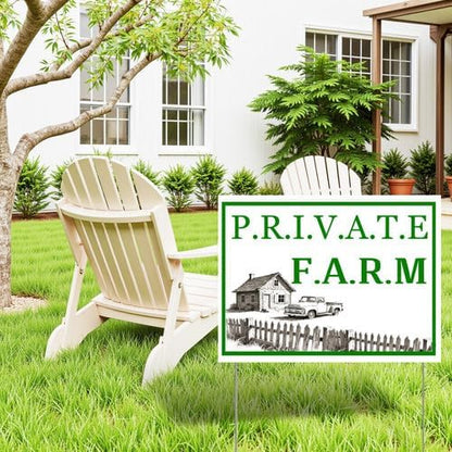 Private Farm Yard Sign With Stake Stand Plastic Signage Double Sided Sign Funny Garden Decor 9 x 12 Inches Sturdy Rust Free Weatherproof Outdoor Use