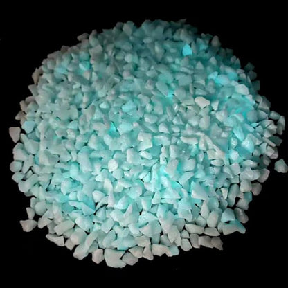 HappyFiller Blue Glow in The Dark Crushed Sand Broken Glass Pieces Crush Terrarium Rocks Stones for Home Centerpieces,Crafts,Resin Arts,Plants Decoration,Vase Fillers,Candle Holder Decor,1.3 LB