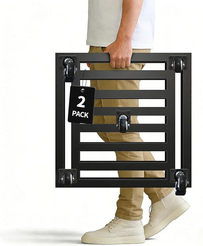 Plant Caddy with Wheels 2 Pack, 20'' Heavy Duty Large Metal Rolling Plant Stand with Lockable Caster, Square Plant Dolly Rust-Proof for Large Planters, Holds up 650 Lbs