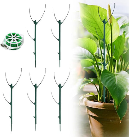 5 Pack Stackable Monstera Plant Support, Garden Plant Stakes Moss Pole for Indoor Outdoor Climbing Plants, Pothos Philodendron Tall Potted Plants Holder Stick (5 Pack)