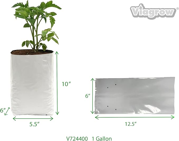 Viagrow V724400-50 1 gallon, 50 pack Grow Bags, White