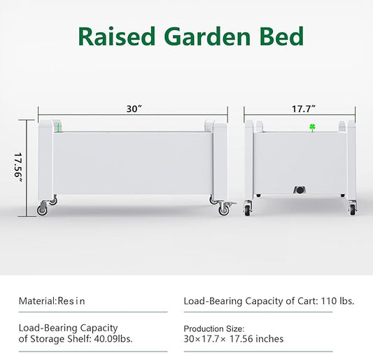 Elevated Raised Garden Bed with Legs,Outdoor Large Resin Patio Planter Box Stand Divisible with Drain Plug,Water Monitor for Plants Vegetables Flowers Fruits(Ashen)