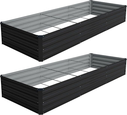 Vengarus 10x3x1FT (2 Pack) Galvanized Raised Garden Bed Kit, Outdoor Metal Planter Box for Vegetables, Rectangular Steel Container, Easy Assembly (Black)