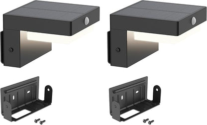 Square Solar Wall Lights - Solar Powered Wall Lamps - LED Lights - PIR Sensor & Two Lighting Modes - Rechargeable Battery Lasts Up to 55 Hours - 3000K - IP44 Weather Resistant - 2 Pack