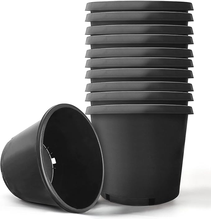 HOSTIC 15 Gallon Flexible Nursery Pots Gallon Pot with Drainage Holes Plastic Plant Container Suitable for Indoor Outdoor Vegetables Flowers Plants 10 PCS