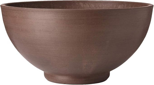 PSW Pot Collection 15x8 inch Plastic/Stone/Wood Composite Square Planter – No Drainage Hole (Drillable), Simplicity Bowl, Chocolate