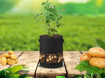 2 PCS Potato Grow Bags 10 Gallon with Flap Plant Grow Bags Garden Vegetable Planting Pots Grow Bags for Growing Potatoes Tomato and Fruits Outdoor 40cm/17.7inch Diameter 30cm/11.8inch Height
