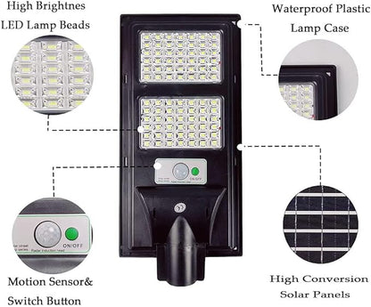10000LM Solar Street Lights Outdoor Waterproof, 6000K Solar Flood Lights with Motion Sensor and Remote Control for Garden, Yard, Garage, Backyard (2 Pack)