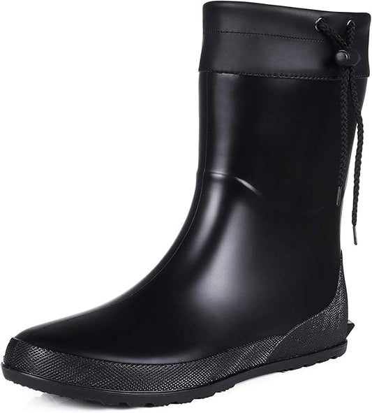 Asgard Women's Mid Calf Rain Boots Collar Gardening Boots Ultra Lightweight Portable Garden Shoes