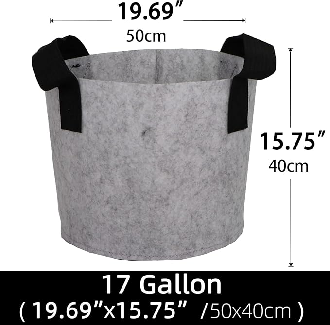 Grow Bags,Growing Pot Bags Garden Grow Bag Indoor Outdoor Fabric Aeration Plant Pot Container Flower Vegetable Pouch (Light Gray,17Gallon)