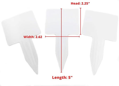 50 Pcs T-Type 5 Inch Thick Plastic Plant Nursery Garden Labels Pot Marker Stake Tags White Large 2.62" by 2.25" Head Waterproof Plant Labels