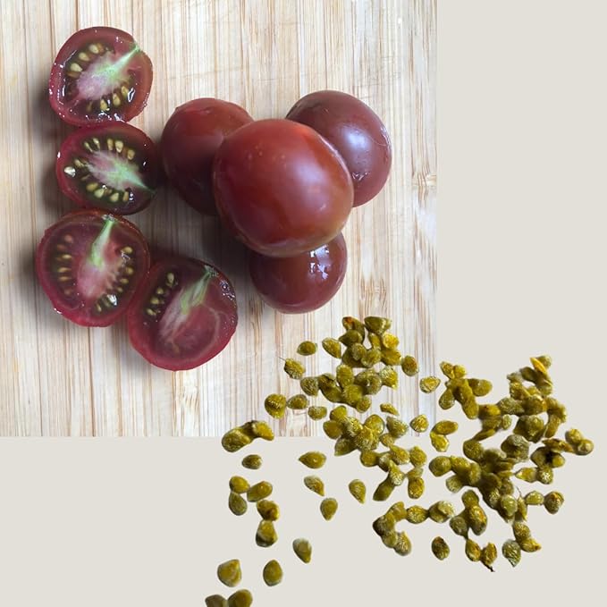 Smoke Camp Crafts Organic Chocolate-Covered Cherry Tomato (Solanum lycopersicum) 150 Seeds (0.5 gram) - Prolific and Unique Cherry Tomato