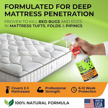 Nature's Dome Bed Bug Spray – 100% Kill Rate, 16 OZ Natural Bed Bug & Mite Killer, Destroys Eggs, Kills Resistant Strains, Long-Lasting Protection, Safe for Home Use