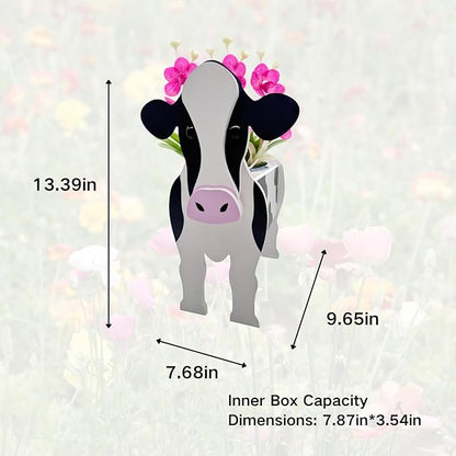 Cute Animal Planter Pot, Flower Pot for Indoor/Outdoor,Small Cute PVC Animal Face Shape Plant Container Best for Home Office Garden Decor (Milk Cow)