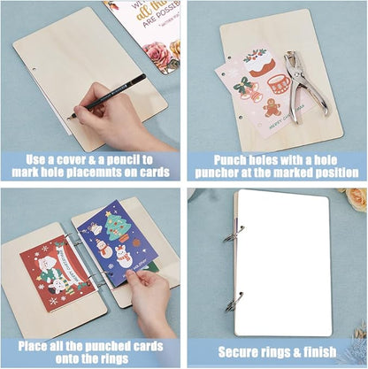 SUPERDANT With God All Things Are Possible Greeting Card Holder Organizer Wooden Card Keeper Binder Planning Book Birthday Cards Keeper Photo Album Graduation Wedding Planner Journal Keepsake Gift