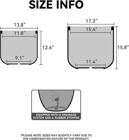 Kante 13.8-Inch Dia Round Concrete Planter, Indoor & Outdoor Garden Pot with Drainage Hole & Rubber Plug, Ideal for Flower and Tree, Weathered Concrete
