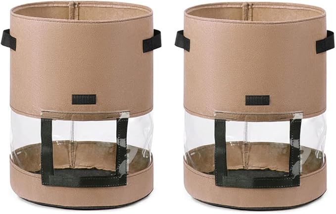 2 PCS Potato Grow Bags 10 Gallon with Flap Plant Grow Bags Garden Vegetable Planting Pots Grow Bags for Growing Potatoes Tomato and Fruits Outdoor 40cm/15.7inch Diameter 30cm/11.8inch Height
