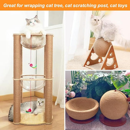 Tenn Well 6mm Jute Rope, 66 Feet Strong and Thick Twine Rope for Crafting, Gardening, Cat Scratching Post, Packing, Home Decor, Christmas Decorations