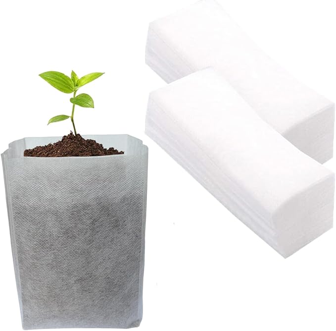 gardtree 100PCS 9.8×9.8 Inch Breathable Plant Grow Bags - Biodegradable Non-Woven Plant Nursery Bags for Seed Starting, Indoor/Outdoor Vegetables, Herbs & Flowers | Easy Transplant, Space Saving