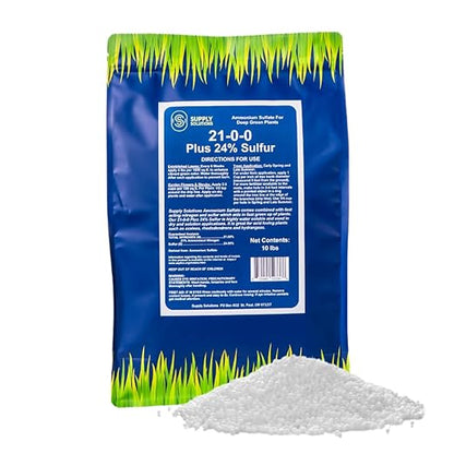 Supply Solutions 21-0-0-24S Ammonium Sulfate for Deep Green Plants - Soil Acidifier for Blueberry Blooms, Azalea and Magnolia Tree Fertilizer - Sulfur for Plants Nitrogen Fertilizer (10 Pounds)