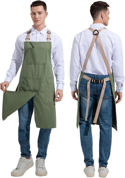Pottery Apron Split Leg Waterproof Unisex Crossback Apron with Large Pockets