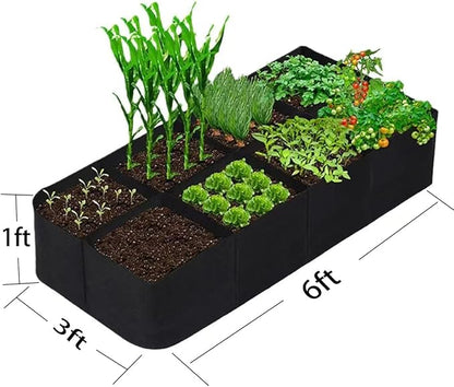 6x3 Ft Fabric Raised Garden Bed with 8 Grids - Perfect for Tomato and Potato Grow Bags, Outdoor Indoor Vegetable Garden Clearance Grow A Garden Solution