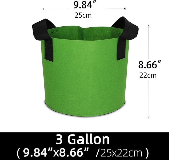 Grow Bags,Growing Pot Bags Garden Grow Bag Indoor Outdoor Fabric Aeration Plant Pot Container Flower Vegetable Pouch (Green,3 Gallon)