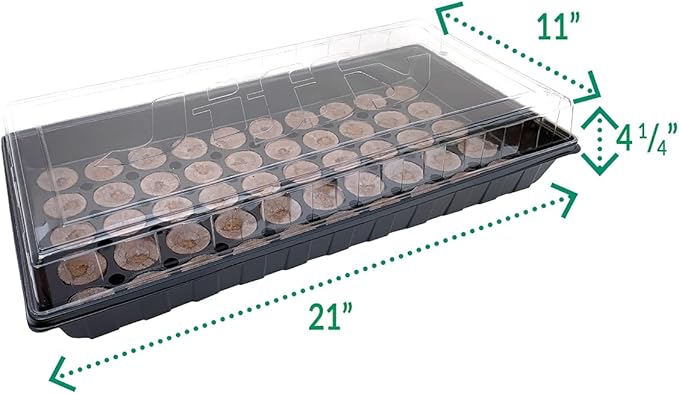 Ferry Morse Jiffy Seed Starter Tray Kit - 50 Cell, Bonus SUPERthrive, Plant Labels - 2 Pack - Peat/Plastic
