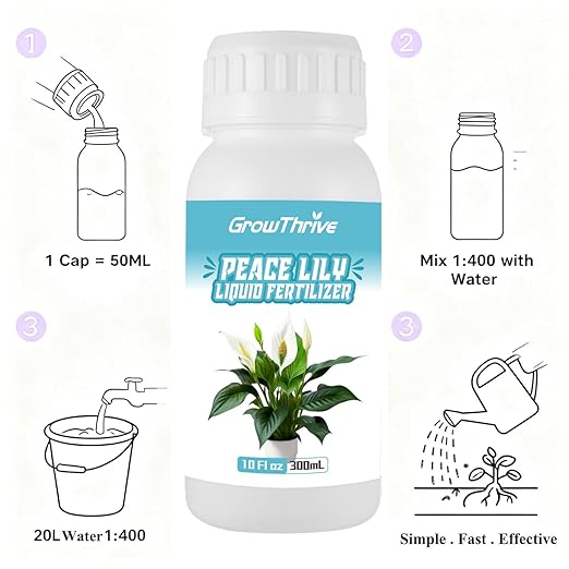 Peace Lily Liquid Fertilizer 10 oz – Natural Organic Plant Food for Peace Lily – Probiotic Formula with 200 Million Live Bacteria/ml – Promotes Lush Leaves & Vibrant Blooms