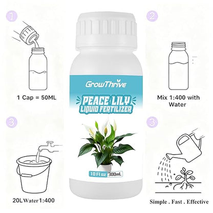 Peace Lily Liquid Fertilizer 10 oz – Natural Organic Plant Food for Peace Lily – Probiotic Formula with 200 Million Live Bacteria/ml – Promotes Lush Leaves & Vibrant Blooms