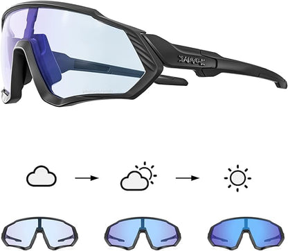 KAPVOE Photochromic Cycling Glasses Men Women Mountain Bike Sunglasses Clear MTB Bicycle Riding - K9408
