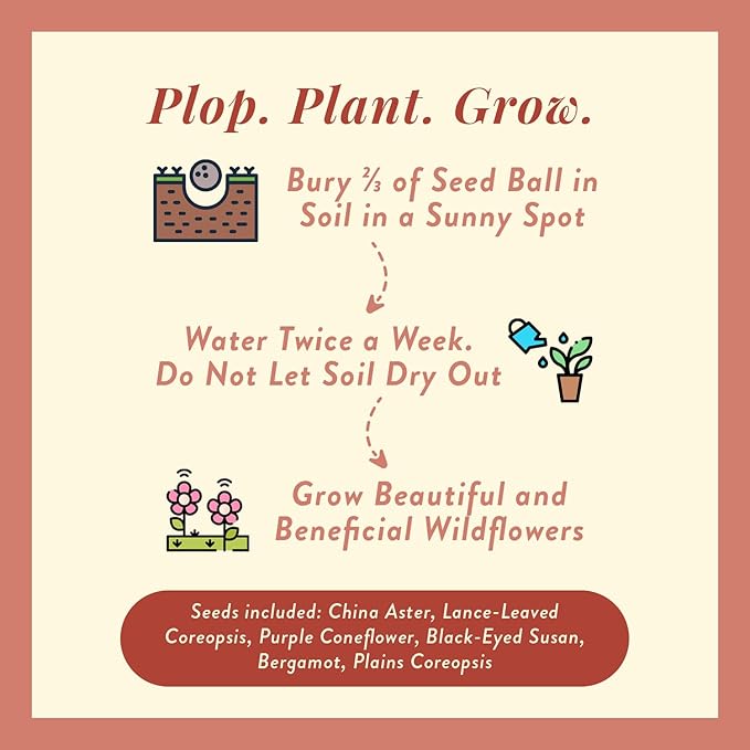 Modern Sprout Wildflower Seed Ball Poop - Christmas Gift - Non-GMO, Hand-Rolled Clay Seed Bombs with Wildflower Seeds - Plop Plant & Grow Gardening Gift Set for Kids & Adults (Jingle Plop - Pack of 3)