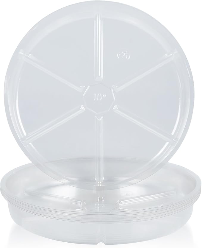 Idyllize 10 Pieces of 6 Inch Clear Plastic Plant Saucer Drip Trays for pots (6")