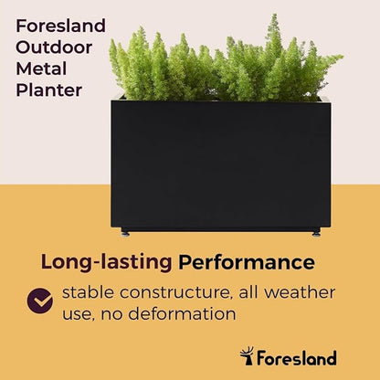 16-Inch Tall Metal Planter, Raised Garden Bed, 26Wx10Dx16H Planter Box for Plants, Vegetables & Vines, Features Drainage Holes & Adjustable Feet, Easy Assembly, Black