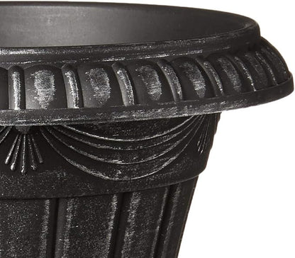 Arcadia Garden Products PL20SL Classic Traditional Plastic Urn Planter Indoor/Outdoor, 10" x 12", Brushed Silver