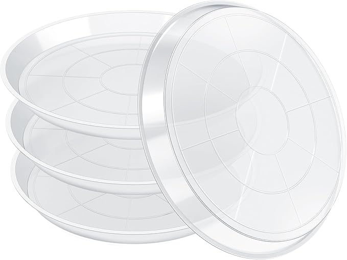 4 Pack Clear Plant Saucer 20 Inch, Durable Plant Drip Trays Saucers for Pots, No Holes Water Catcher Trays for Indoor Outdoor Planter, Sturdy Base Plate(20", Clear)