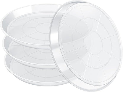 4 Pack Clear Plant Saucer, Durable Plant Drip Trays Saucers for Pots, No Holes Water Catcher Trays for Indoor Outdoor Planter, Sturdy Base Plate (18", Clear)