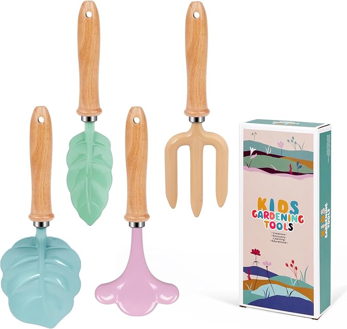9PCS Gardening Set Toys for Kids, Quality Garden Tool Kit Includes Tote Bag, Gloves, Shovel, Rake, Cultivator, Watering Can, Learning Outdoor Gifts for Suitable for Cultivating Interest