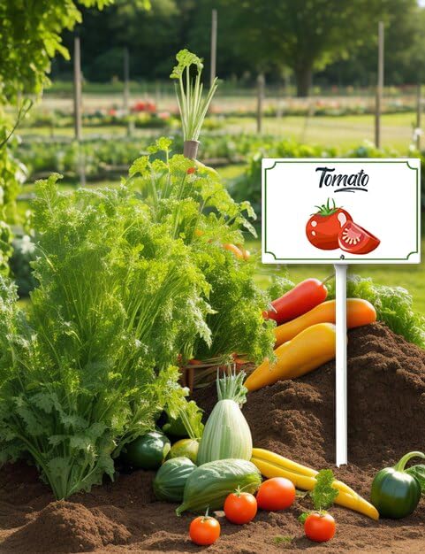 Boylee Vegetable Signs With Stake Tomato Garden Signs For Vegetables Herb Garden Signs Garden Name Stakes For Plants 8x12inch Outdoor Indoor Herbs Flowers Potted Plants
