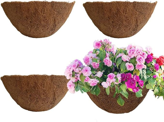 4PCS Coco Liner for Hanging Basket - 10 Inch Round - 100% Natural Planter Liner Replacement