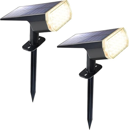 Solar Lights Outdoor Waterproof: IP65 Led Spot Light Decorations for Garden Patios - 3 Lighting Modes Solar Powered for Yard - Dust to Dawn Uplighting Landscape Pathway Drive 2PC Warm