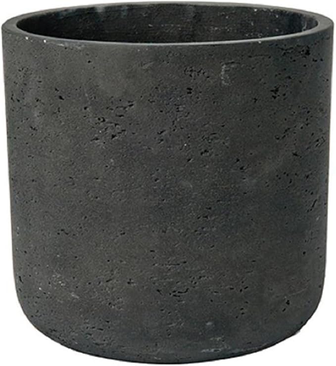Pottery Pots Black Washed Fiberstone Indoor and Outdoor Flower Pot - Classic Modern Charcoal Planter 9.5" H x 10" W