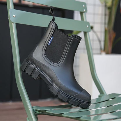 Harssidanzar Womens Rain Boots Waterproof Garden Shoes Anti-Slip Short Rain Boots for Outdoor Work HL217US