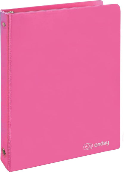 ½ Inch 3 Ring Binder .5 inch Pink Clear View Cover with 2 Inside Pockets, Colored School Supplies Office and Home Binders – by Enday