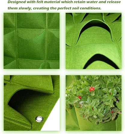 Hanging Planting Grow Bags, 49 Pockets Hanging Vertical Wall Planter Wall Mounted Grow Bag Outdoor Indoor Gardening Vertical Greening Flower Container, Planting Bags Storage Bags(1.0 m × 1.0 m, Green)