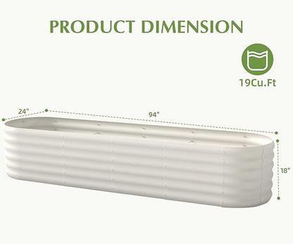 Galvanized Raised Garden Bed, Outdoor Planter Bed, Metal Planter Box for Gardening and Planting,8x2x1.5ft, Milk White